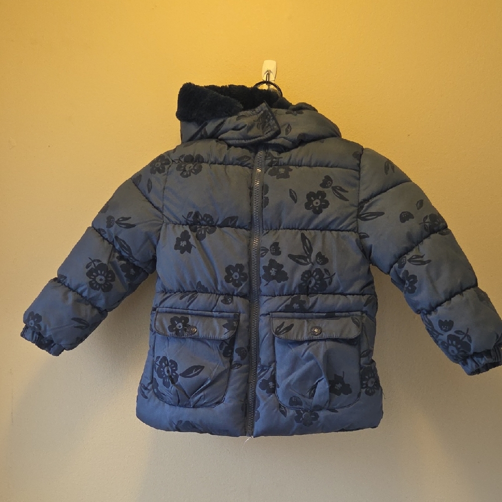 Kensie Girl Blue Floral Puffer Jacket